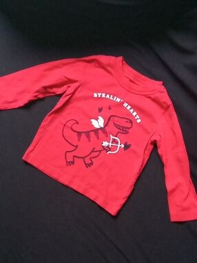 Carter's Red Long-Sleeve 'Stealin' Hearts' Dino Graphic Tee